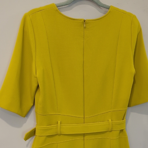 Caroline Biss Dress Chartruese Belted Tailored size 38 - Picture 7 of 13